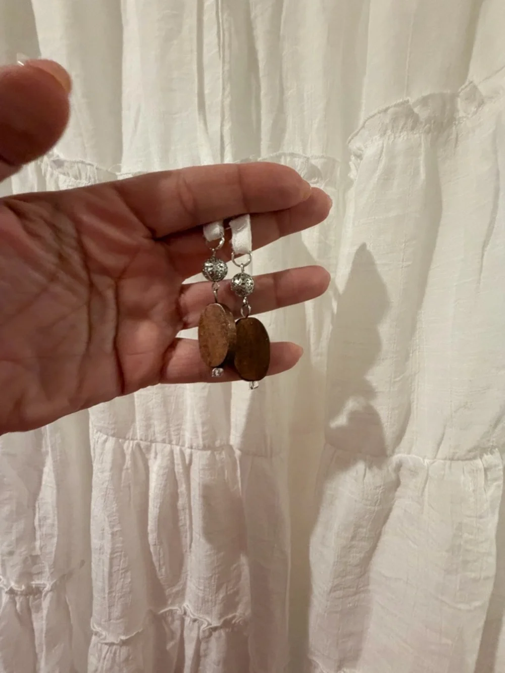 White Ruffle Tiered Cotton Peasant Dress - Picture 3 of 6